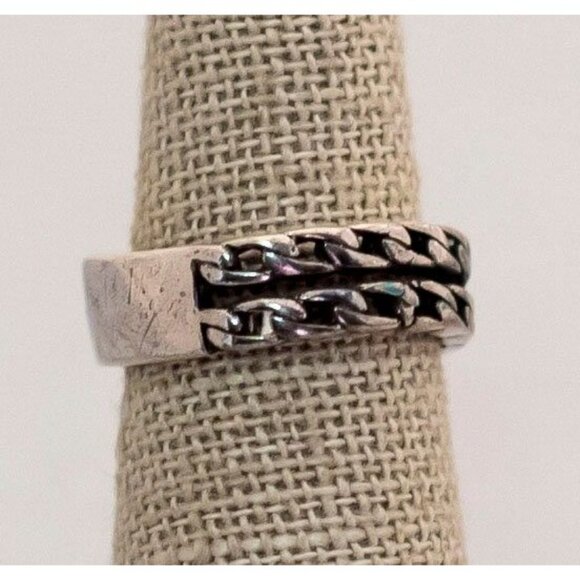 Size 4 1/2 sterling silver chains vintage ring (C1) - Picture 2 of 3